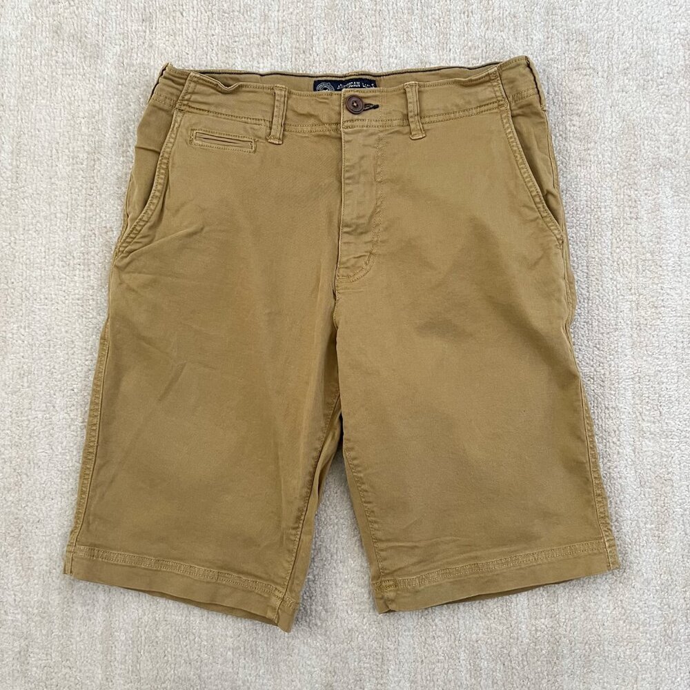 American Eagle Flat Front Active Flex Khaki Utility Shorts 32